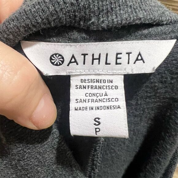 Athleta Women's Petite V-Neck Sweatshirt Gray Long Sleeve Size S - Picture 10 of 11